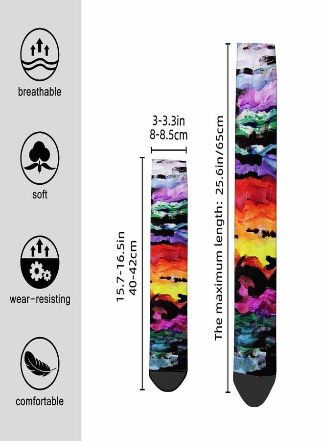 Pehede Socks Abstract Creative Lines Athletic Crew Socks Sunset Background for Men Women Cool Cute Crazy Funny Sport Colorful Novelty Socks - Image 2